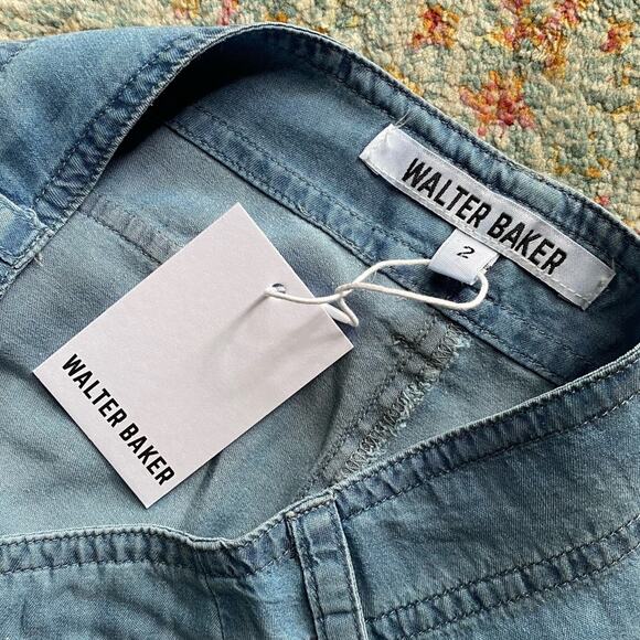 NEW WALTER BAKER $168 Medium Wash Theo Womens Cargo Shorts Chambray Blue NWT 2 - Picture 4 of 15